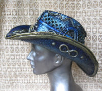 cowboy hat blue wave skull