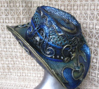 cowboy hat blue wave skull