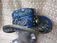 cowboy hat blue wave skull