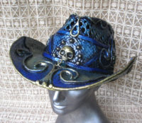 cowboy hat blue wave skull