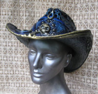 cowboy hat blue wave skull